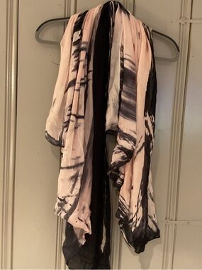 Calvin Klein Pale Pink and Black Watercolor Stripe Scarf